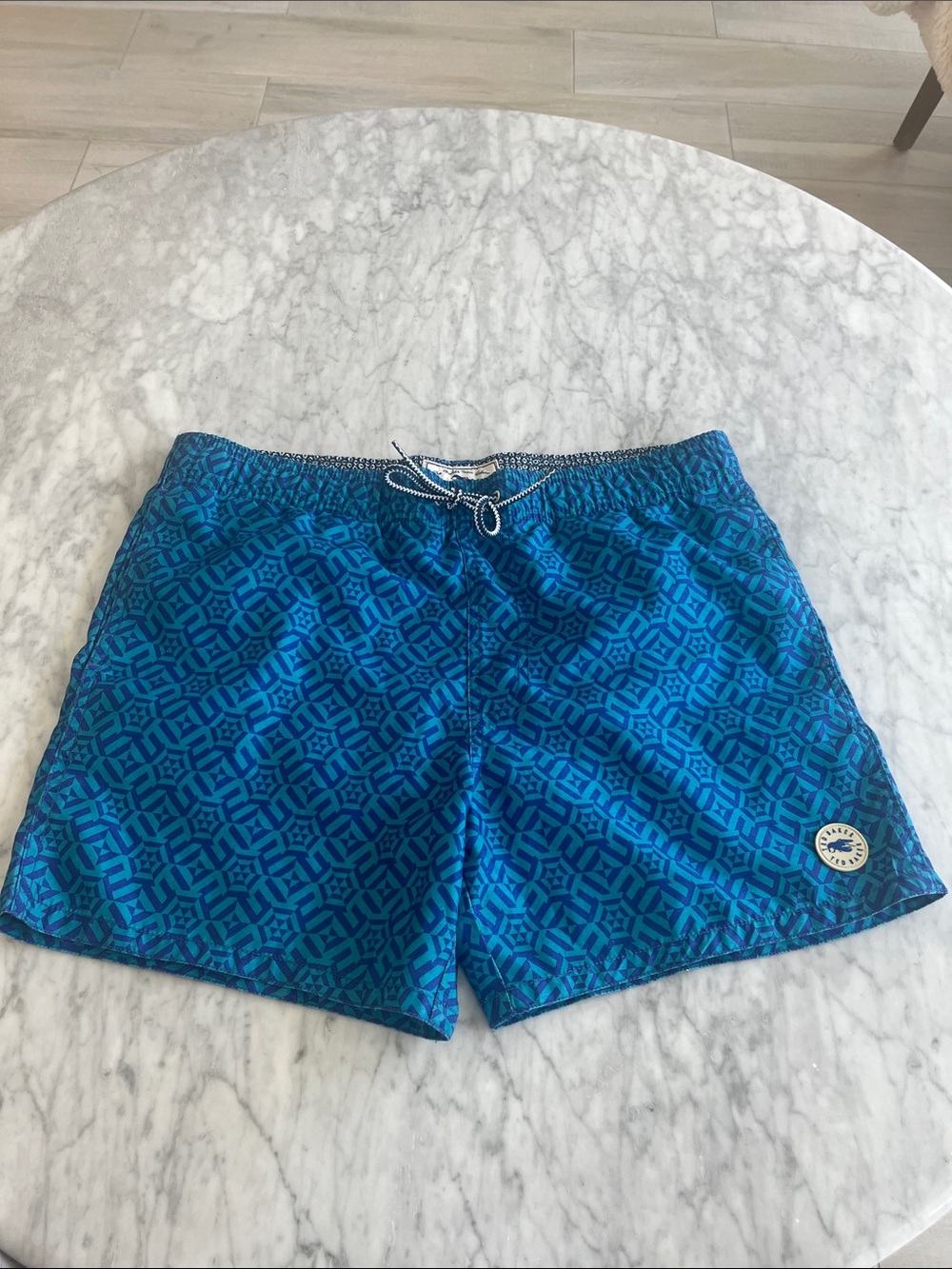 TED BAKER: Men's Blue Patterned Swim Trunks
